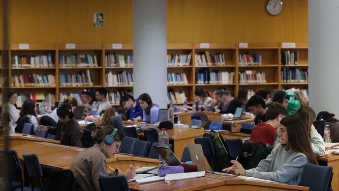 Estudiantes en la Biblioteca General de la UMA.