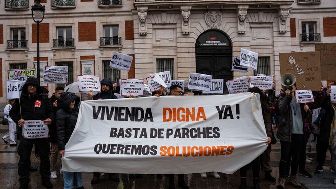 Manifestación en Madrid por los retrasos en el pago del Bono Joven del Alquiler