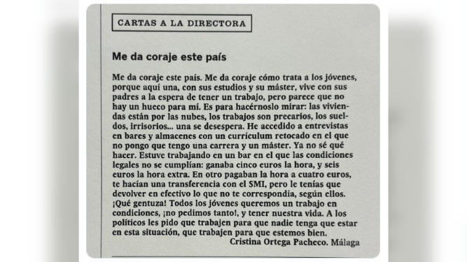 Carta enviada a la directora de El País
