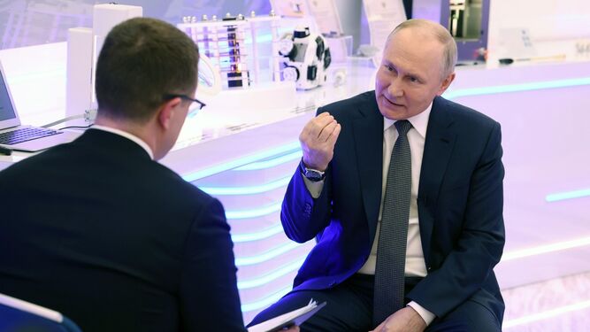 El presidente ruso, Vladimir Putin, en un momento de la entrevista.