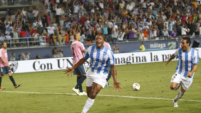Baptista celebraba así su gol de chilena al Getafe.
