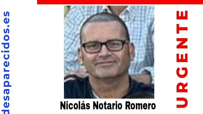 Cartel que alerta sobre la desaparición de Nicolás Notario Romero.