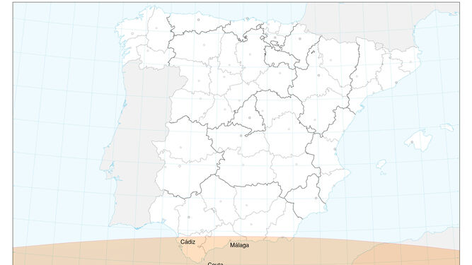 Recorrido del próximo eclipse solar que se podrá ver desde Málaga